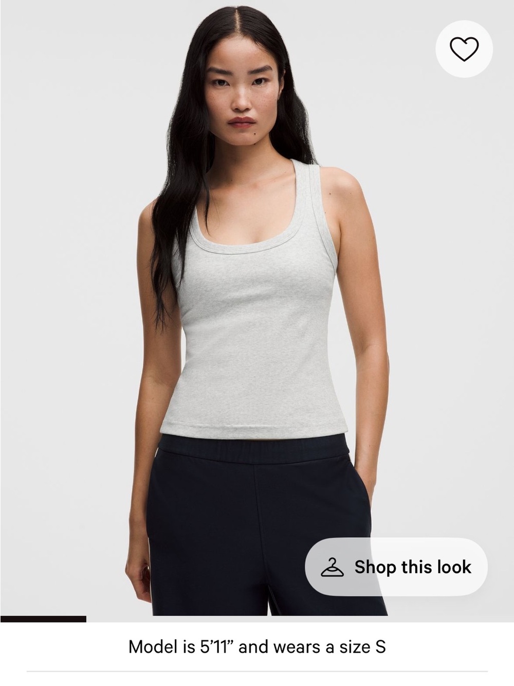 Lululemon Little Ribbed Scoop-Neck Tank Top
Heathered Core Ultra Light Grey